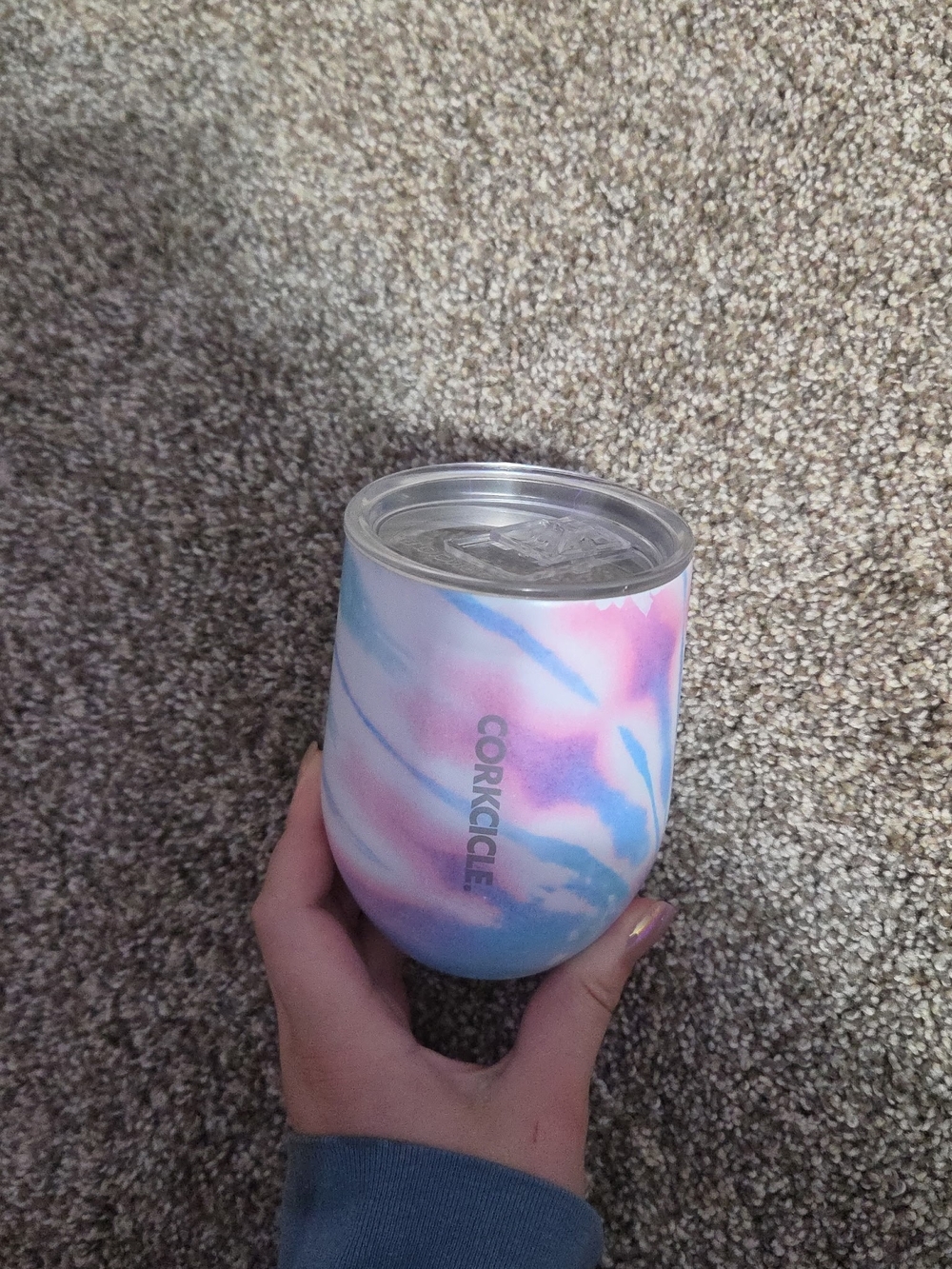 Corkcicle Pastel Swirl Stemless Tumbler - Pink, Blue & White